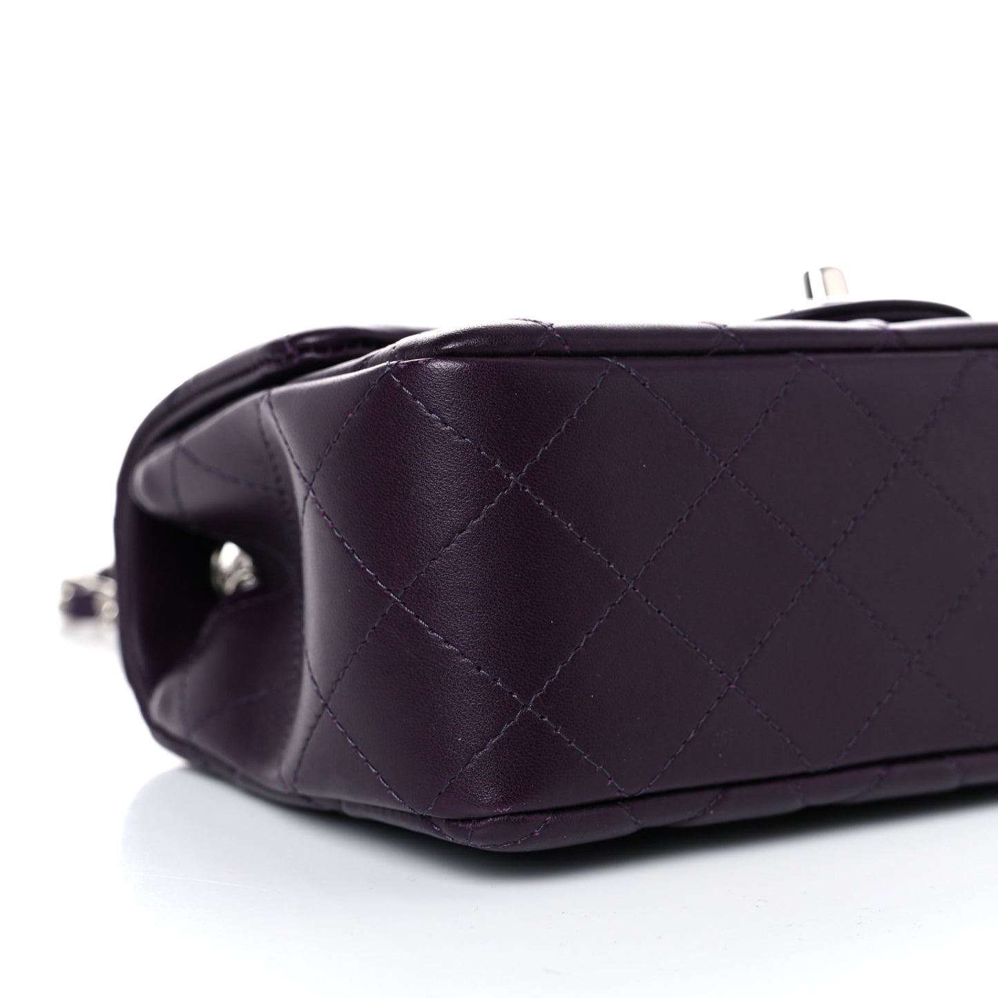 Lambskin Quilted Mini Rectangular Flap Dark Purple