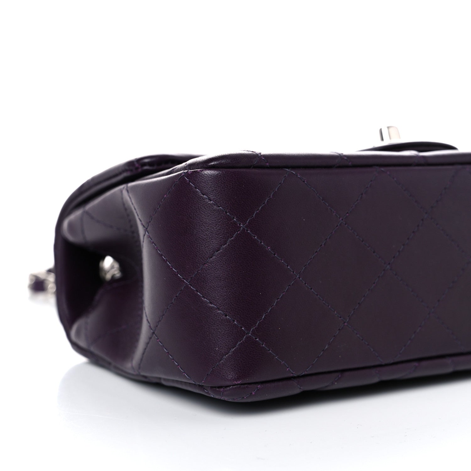 Chanel Lambskin Quilted Mini Rectangular Flap Dark Purple 8 of 13