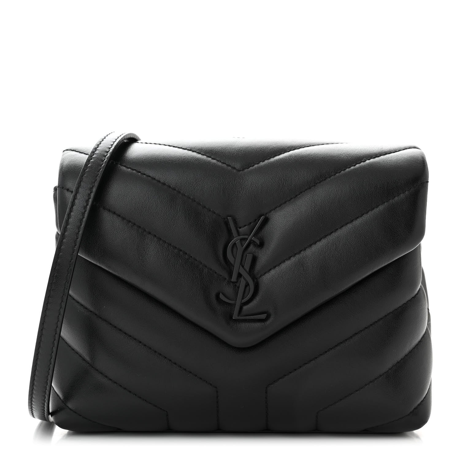 Saint Laurent Calfskin Y Quilted Monogram Monochrome Toy Loulou Crossbody Bag Black 1 of 10