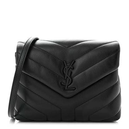 Saint Laurent Calfskin Y Quilted Monogram Monochrome Toy Loulou Crossbody Bag Black 1 of 10