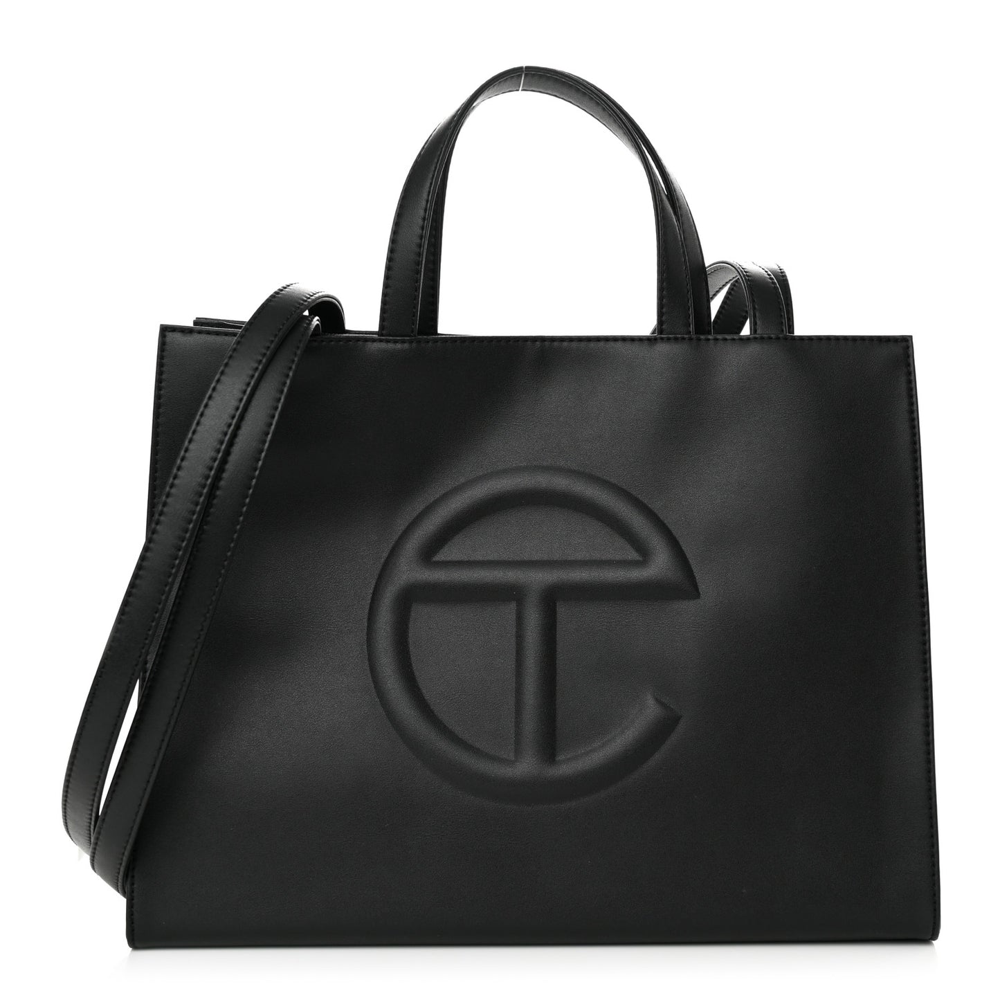 Vegan Leather Medium Shopping Bag Black