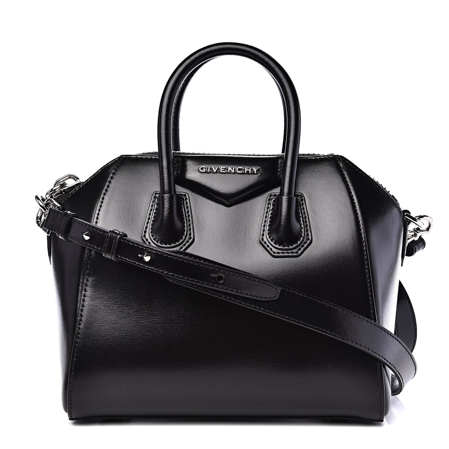 Shiny Lord Calfskin Mini Antigona Black