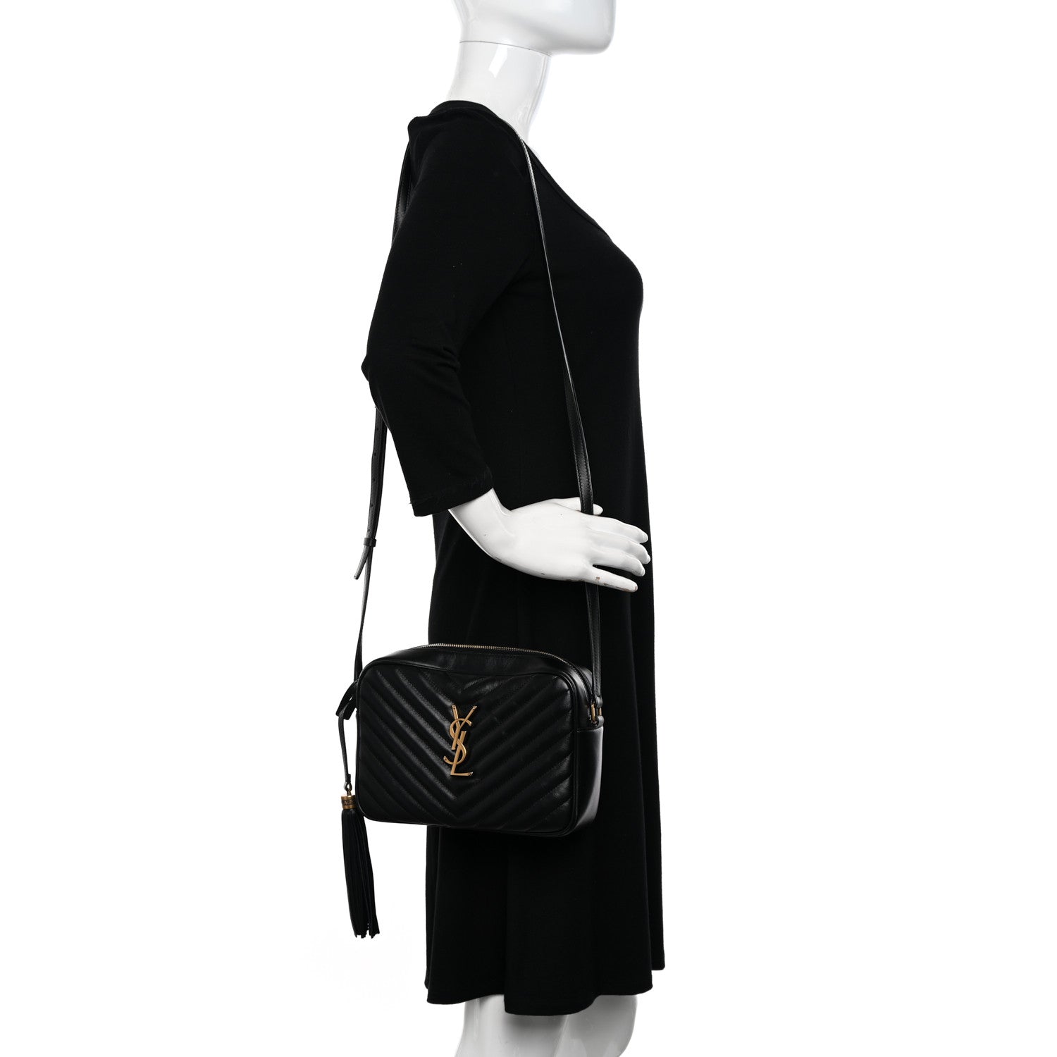 Saint Laurent Calfskin Matelasse Monogram Lou Camera Bag Black 2 of 11