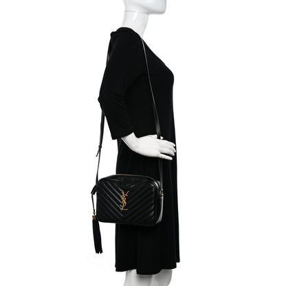 Saint Laurent Calfskin Matelasse Monogram Lou Camera Bag Black 2 of 11
