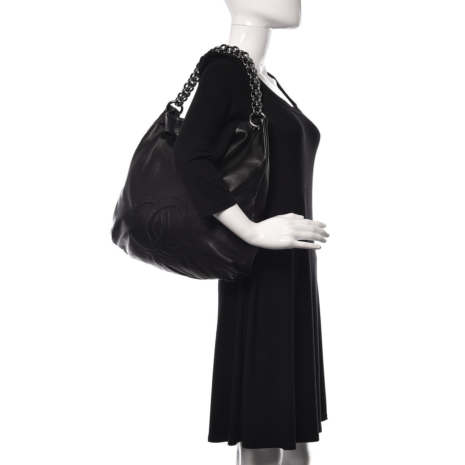 Chanel Lambskin Large Soft and Chain Hobo Black 2 of 13