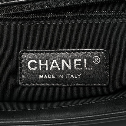 Chanel Calfskin Quilted Checkerboard Trim New Medium Boy Flap Black White 6 of 10