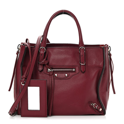 Balenciaga Veau Papier Mini A4 Zip Around Tote Rouge Aubergine 1 of 15