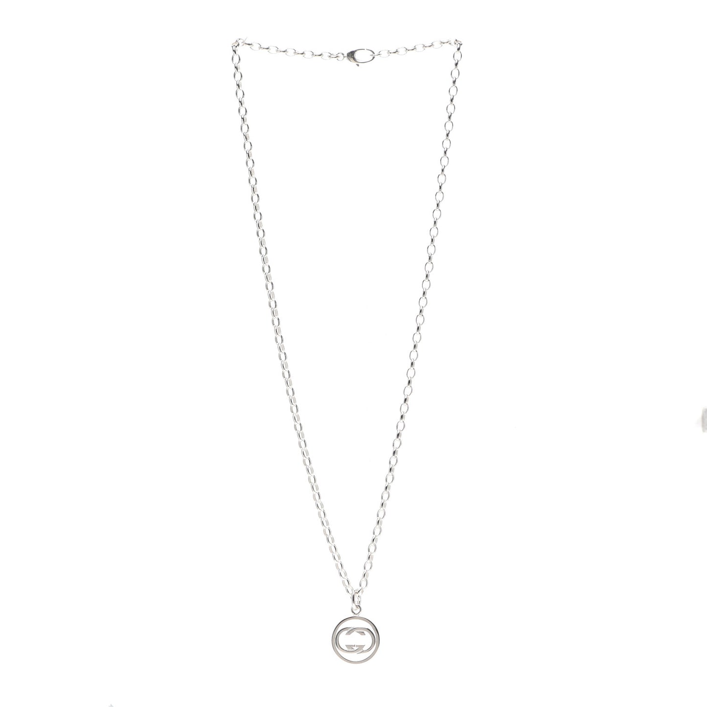 Sterling Silver Interlocking Circle GG Pendant Necklace