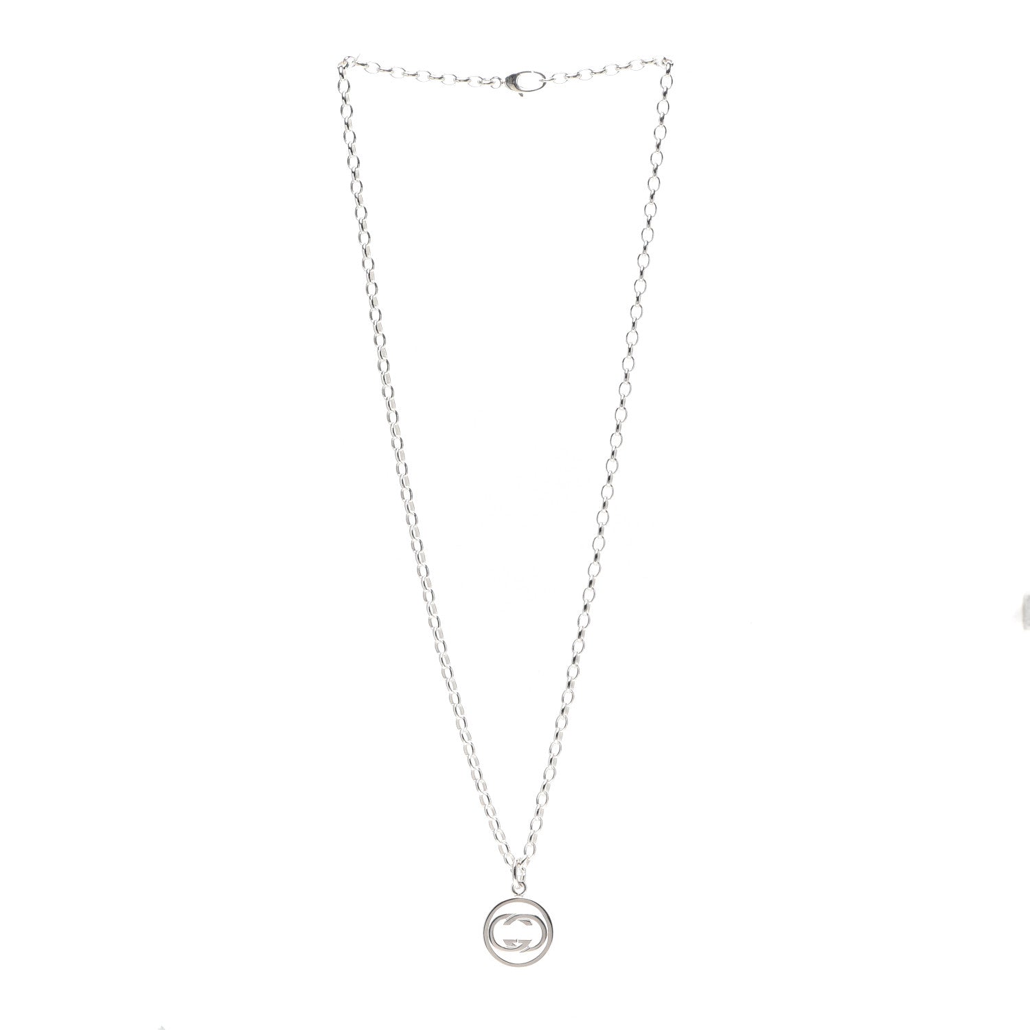 Gucci Sterling Silver Interlocking Circle GG Pendant Necklace 3 of 4