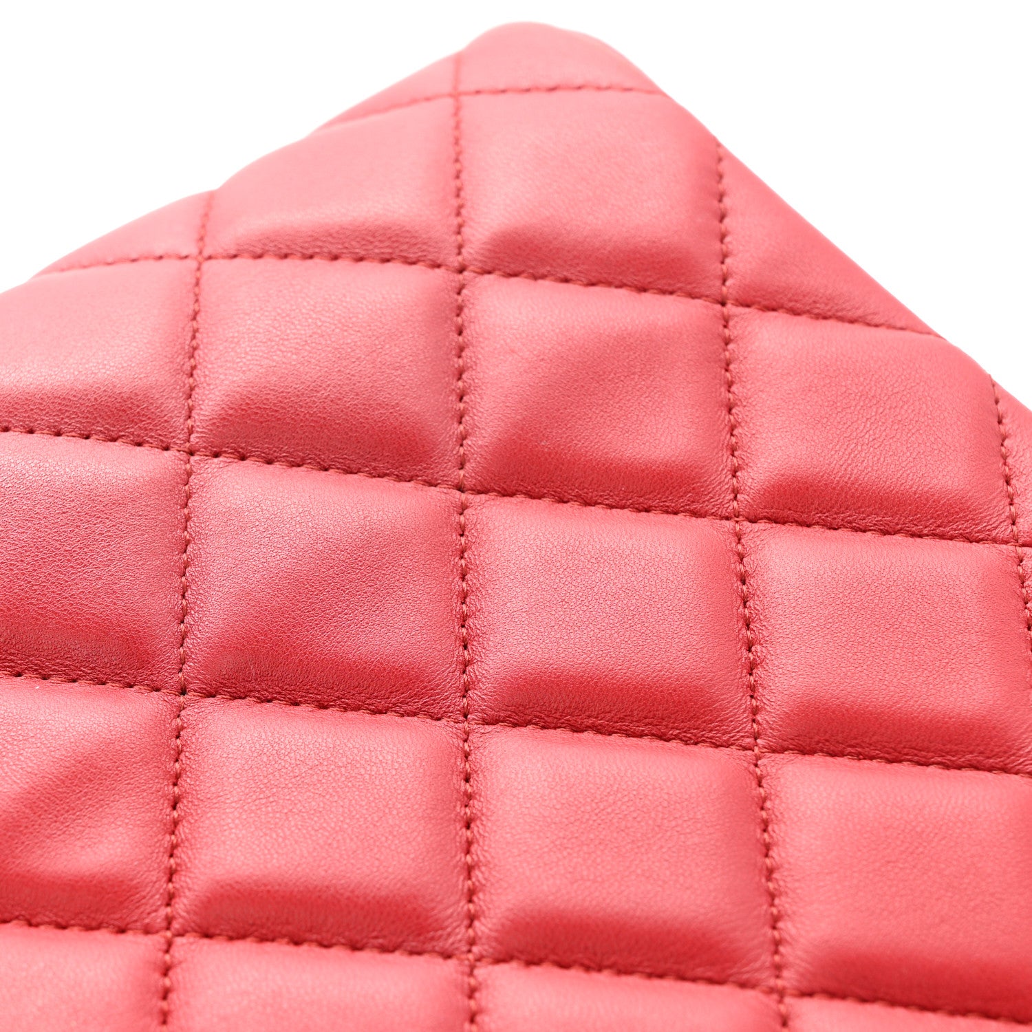 Chanel Lambskin Quilted Clutch With Chain Flap Red 12 of 13