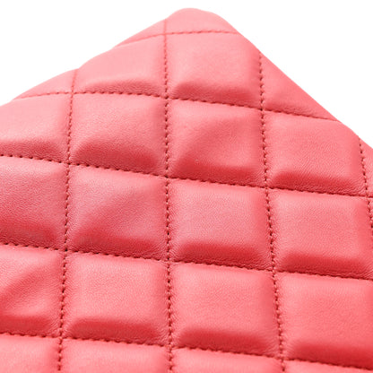 Chanel Lambskin Quilted Clutch With Chain Flap Red 12 of 13