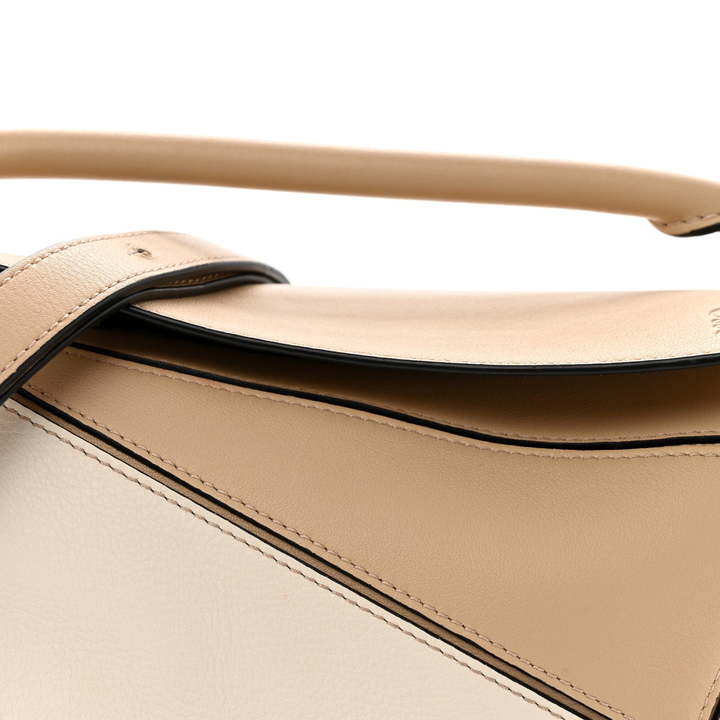Calfskin Small Puzzle Bag Dusty Beige Soft White