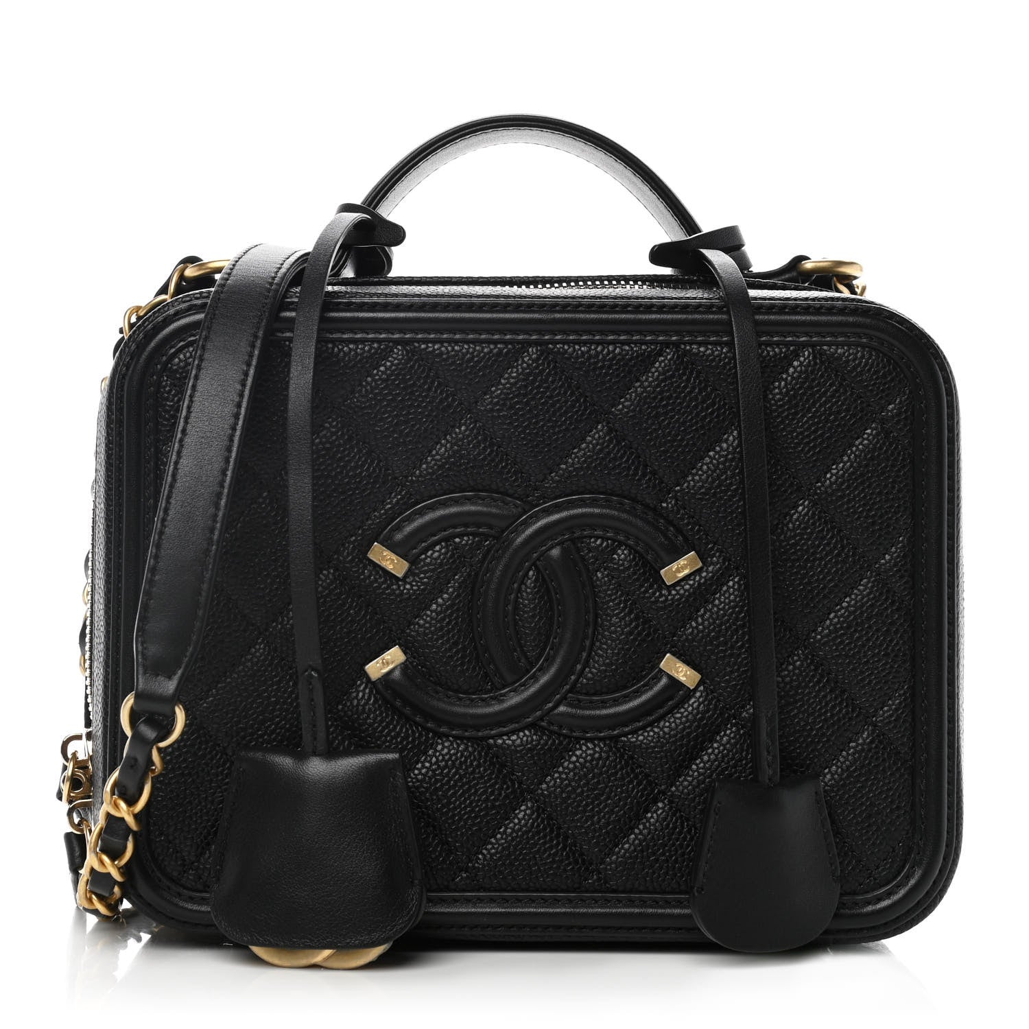 Chanel Caviar Quilted Medium CC Filigree Vanity Case Black 1 of 11