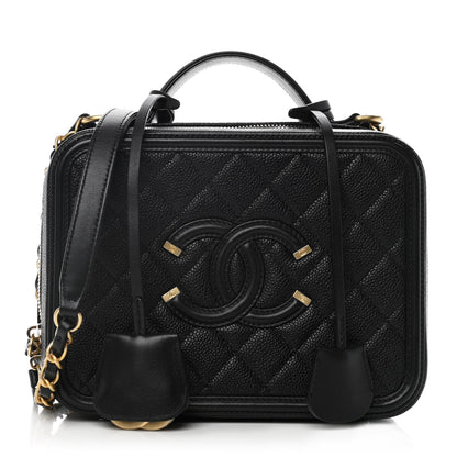 Chanel Caviar Quilted Medium CC Filigree Vanity Case Black 1 of 11