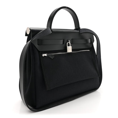 Hermes Military Toile Vache Hunter Herbag Zip Retourne 31 PM Black 4 of 13