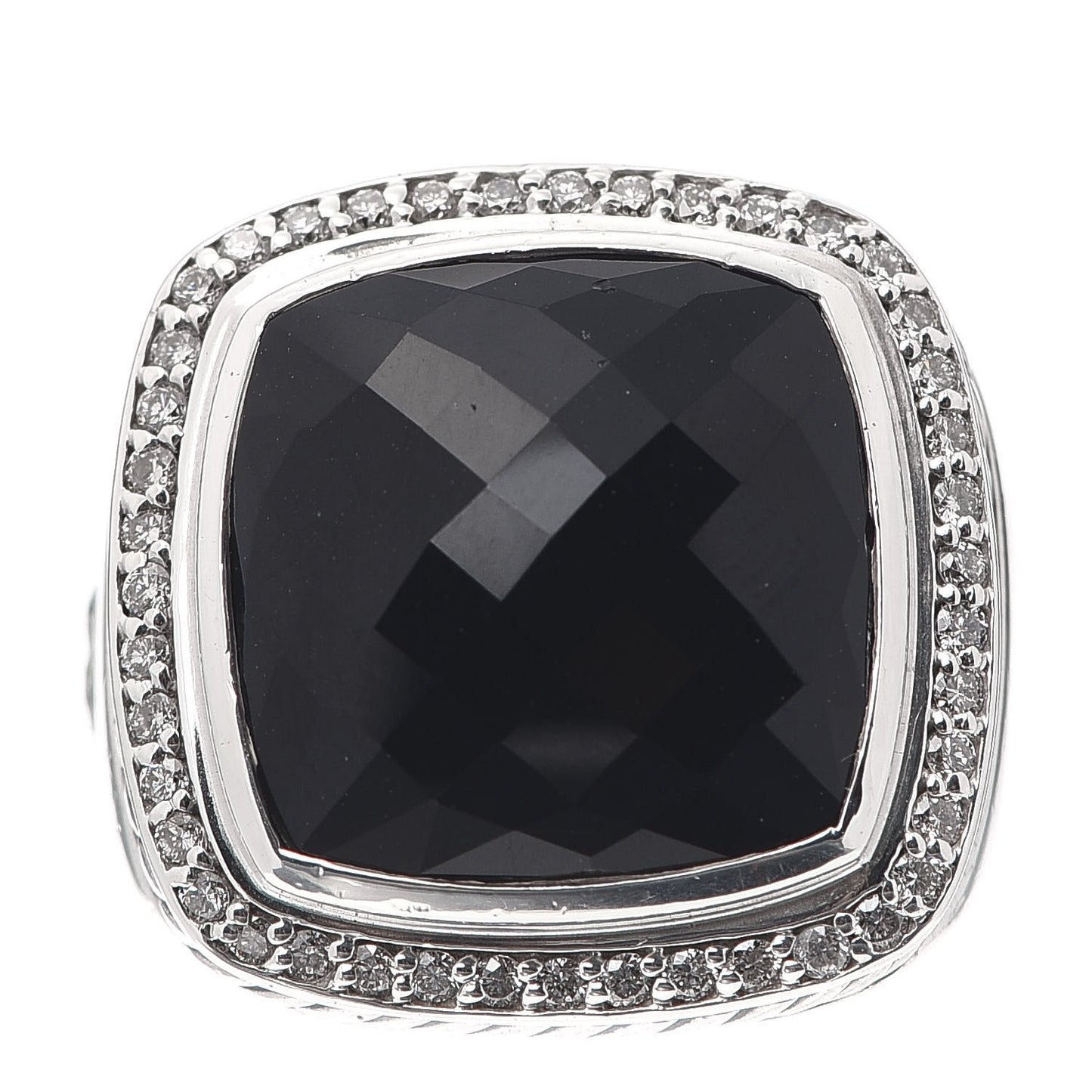 Sterling Silver Diamond Black Onyx 14mm Albion Statement Ring 52 6