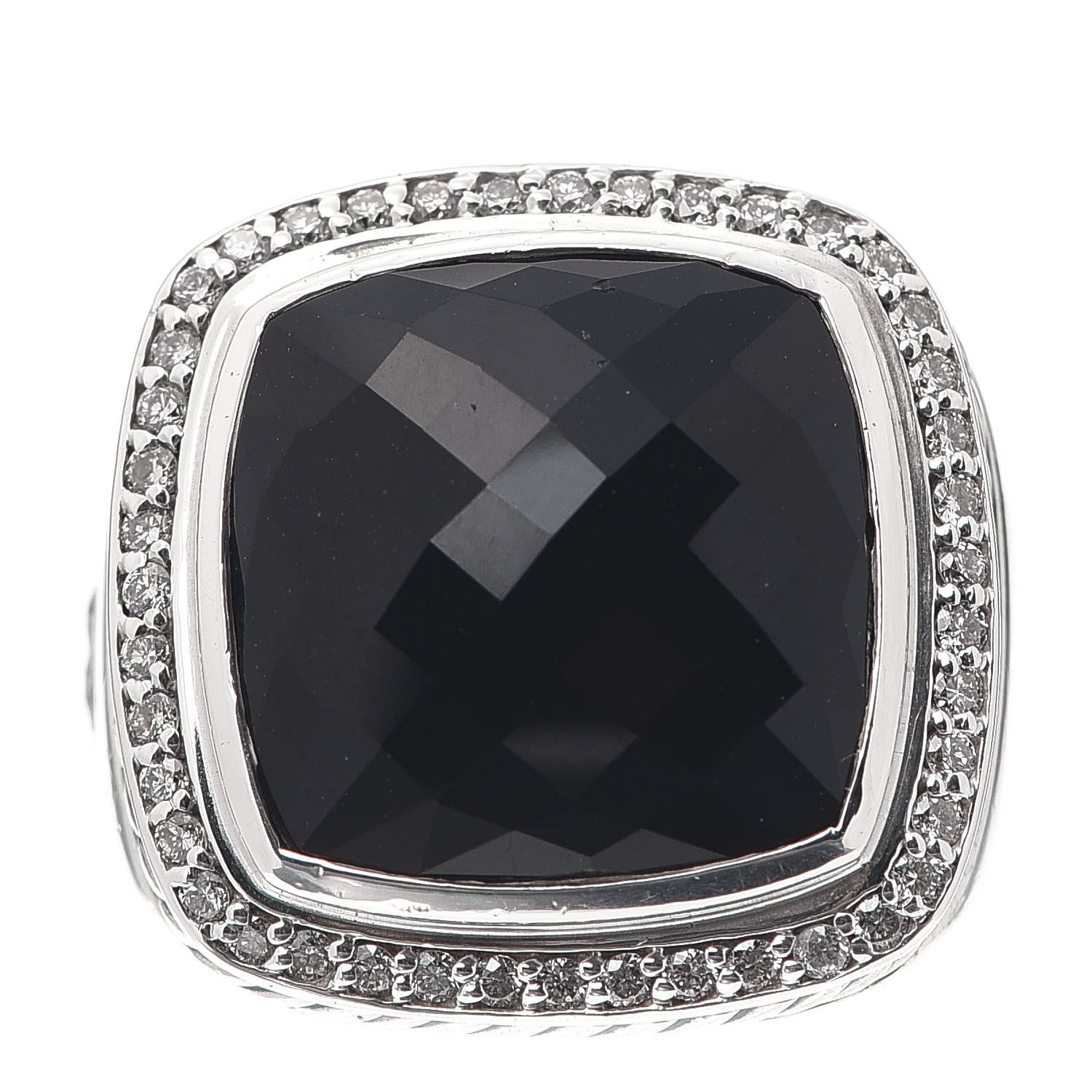 David Yurman Sterling Silver Diamond Black Onyx 14mm Albion Statement Ring 52 6 1 of 5