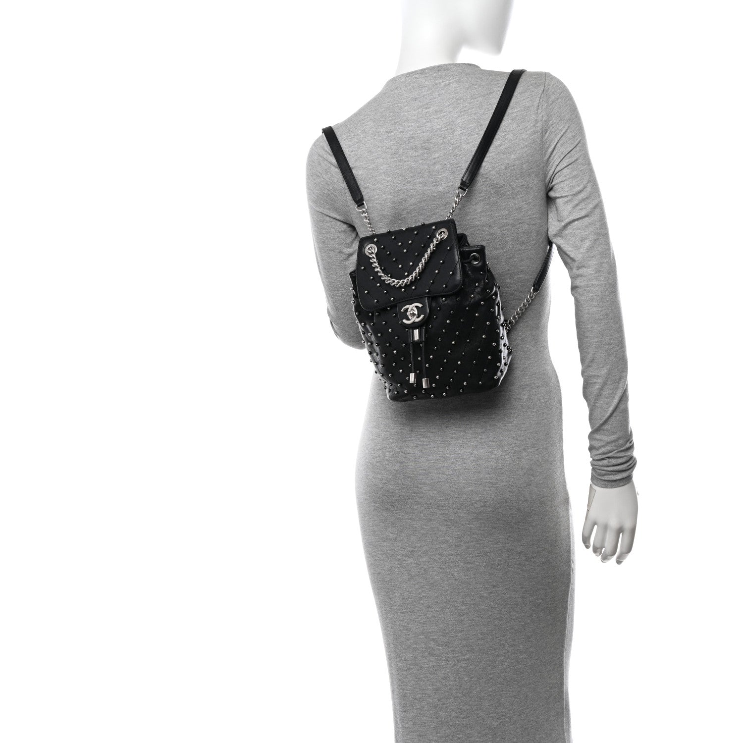 Chanel Lambskin Chevron Quilted Studded Stud Wars Backpack Black 2 of 10