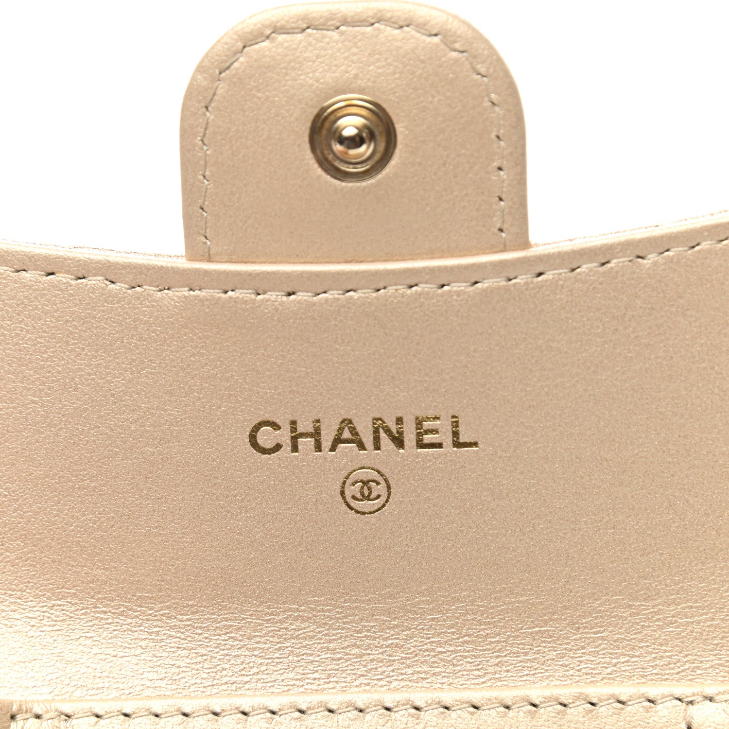 Chanel Metallic Lambskin Quilted Flap Card Holder On Chain Gold 7 of 11