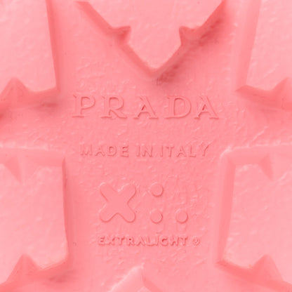 Prada EVA Rubber Triangle Logo Embossed Womens Lug Sole 20mm Slide Sandals 37 Begonia 9 of 10