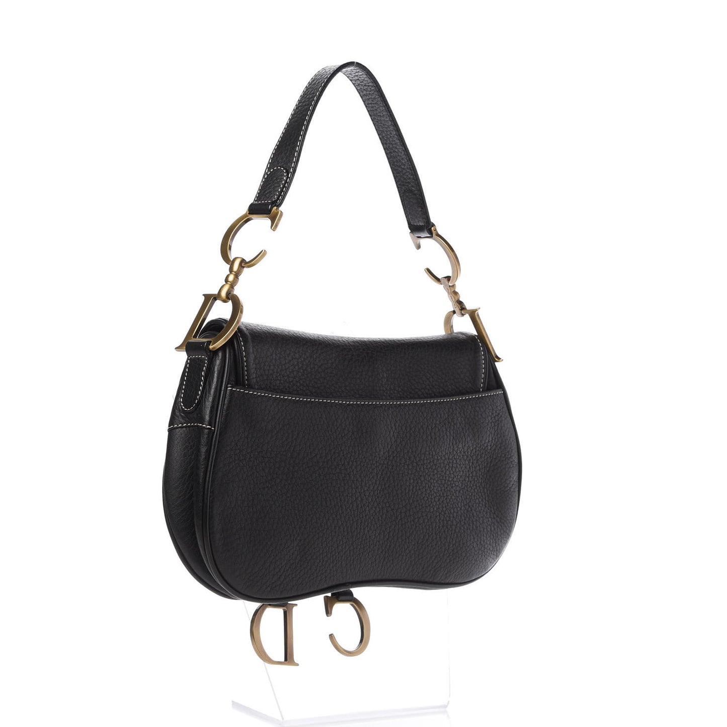 Calfskin Double Saddle Bag Black