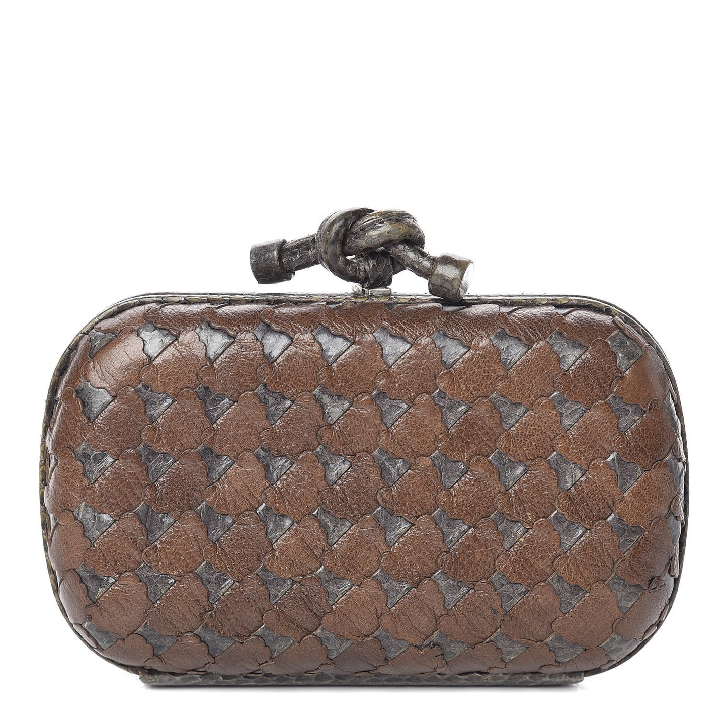 Ayers Grained Calfskin Intrecciato Knot Studded Clutch