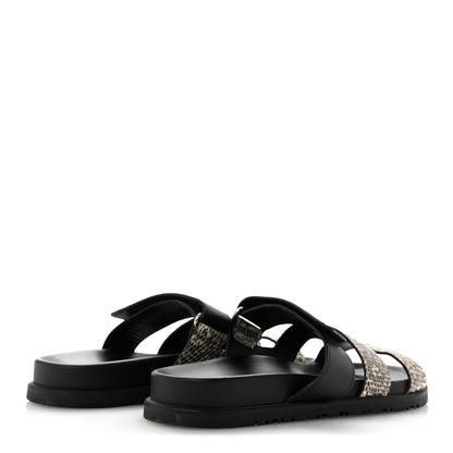 Hermes Lizard Calfskin Womens Chypre Sandals 38.5 Ombre Black 5 of 9