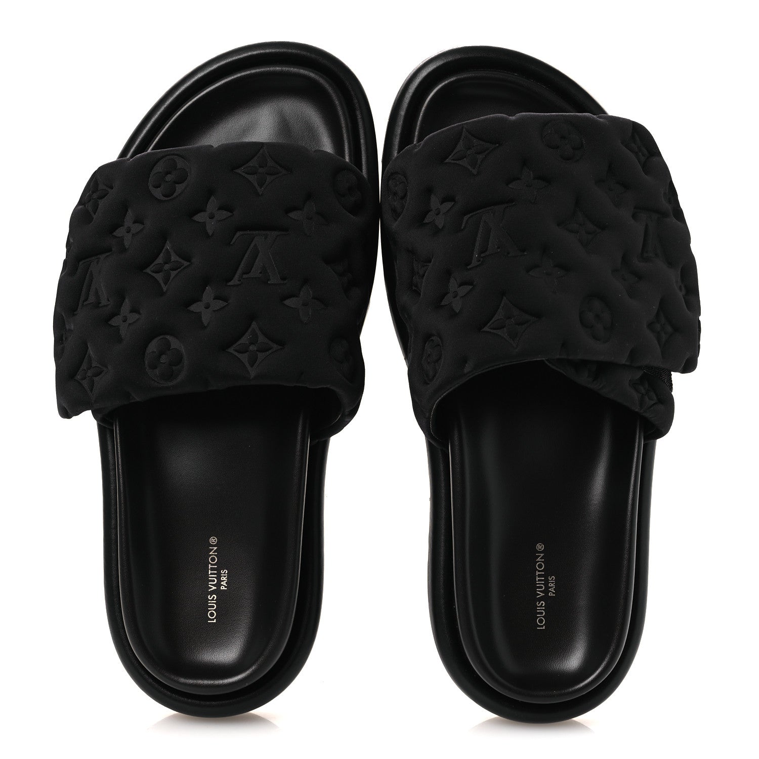 Louis Vuitton Technical Fabric Embossed Monogram Pool Pillow Comfort Mules 41 Black 2 of 11