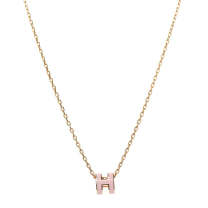 Hermes Rose Gold Lacquered Pop H Pendant Necklace Rose Sakura 1 of 6