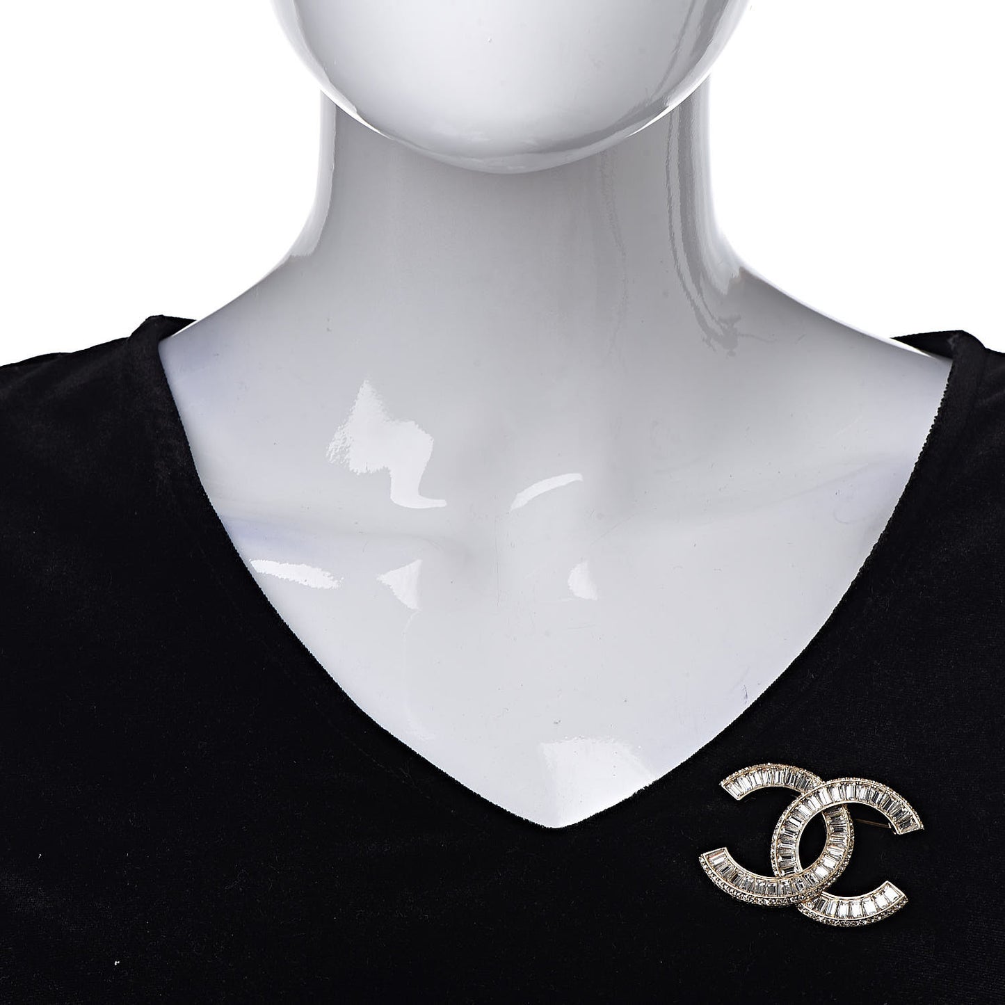 Baguette Crystal CC Brooch Gold