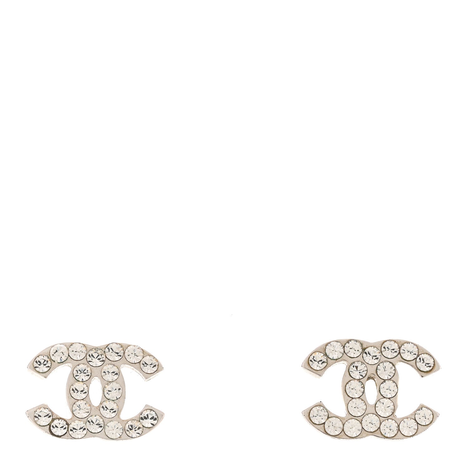 Chanel Crystal Mini Timeless CC Earrings Silver 1 of 5