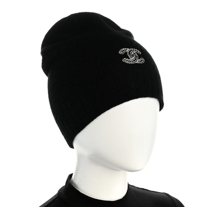 Chanel Cashmere CC Beanie Hat Black 2 of 5