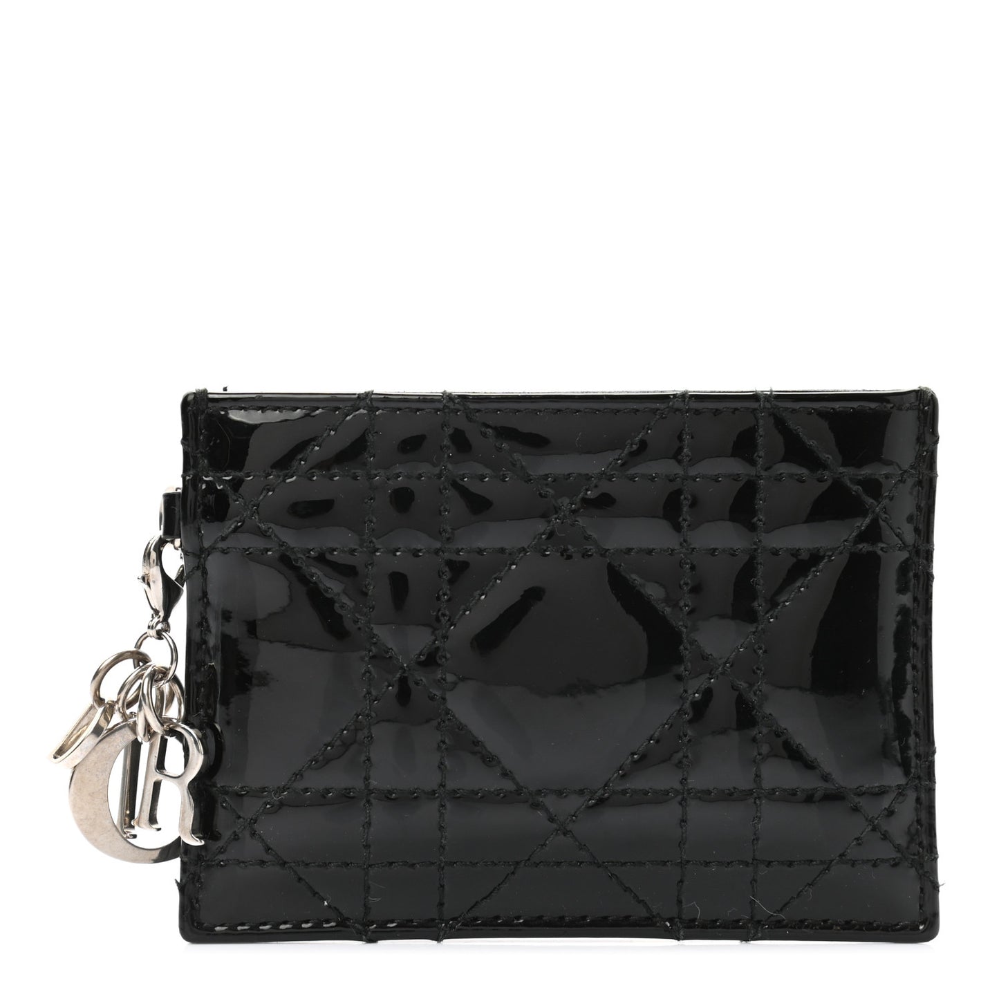 Patent Cannage Lady Dior Card Holder Black