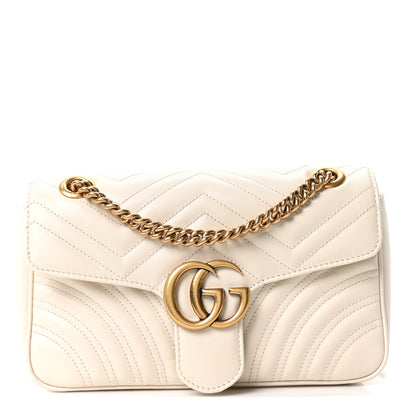 Gucci Calfskin Matelasse Small GG Marmont Shoulder Bag White 1 of 10
