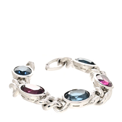 Christian Dior Metal Crystal Chain Bracelet Silver Multicolor 1 of 4