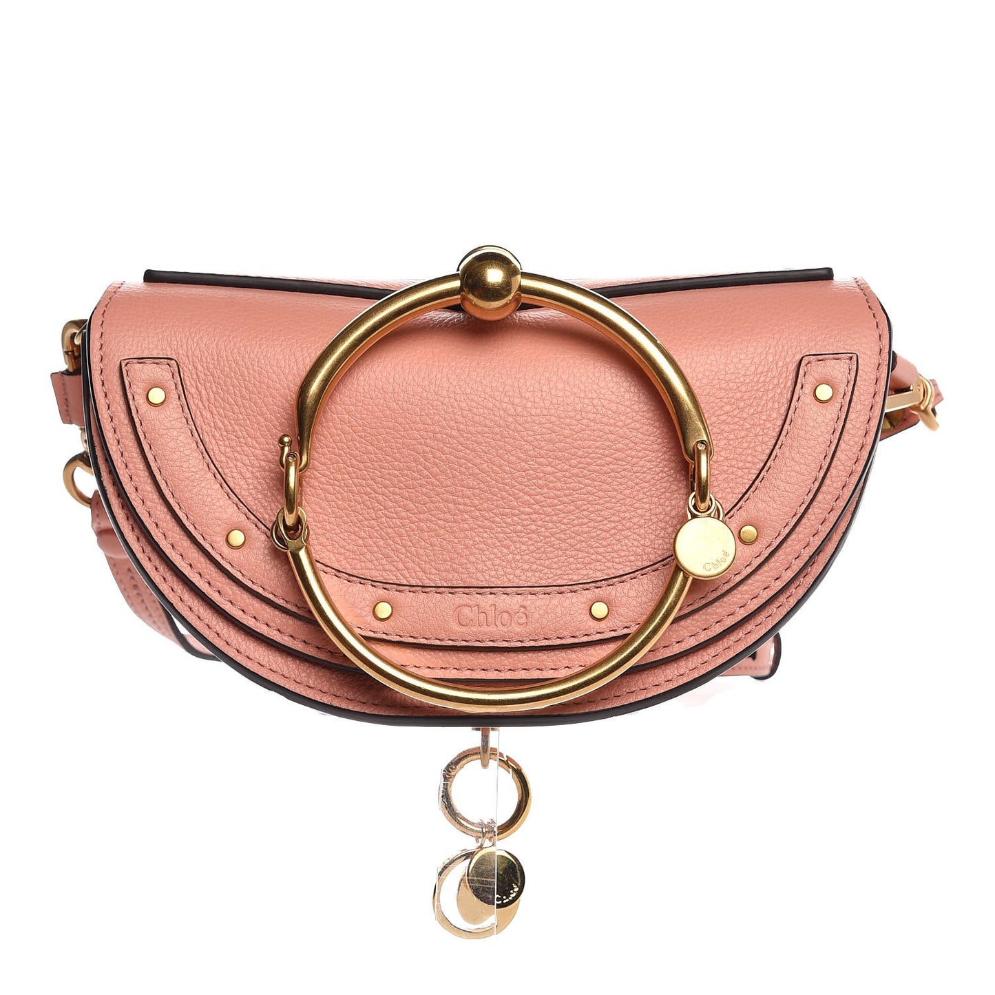 Calfskin Small Nile Bracelet Minaudiere Bag Washed Pink