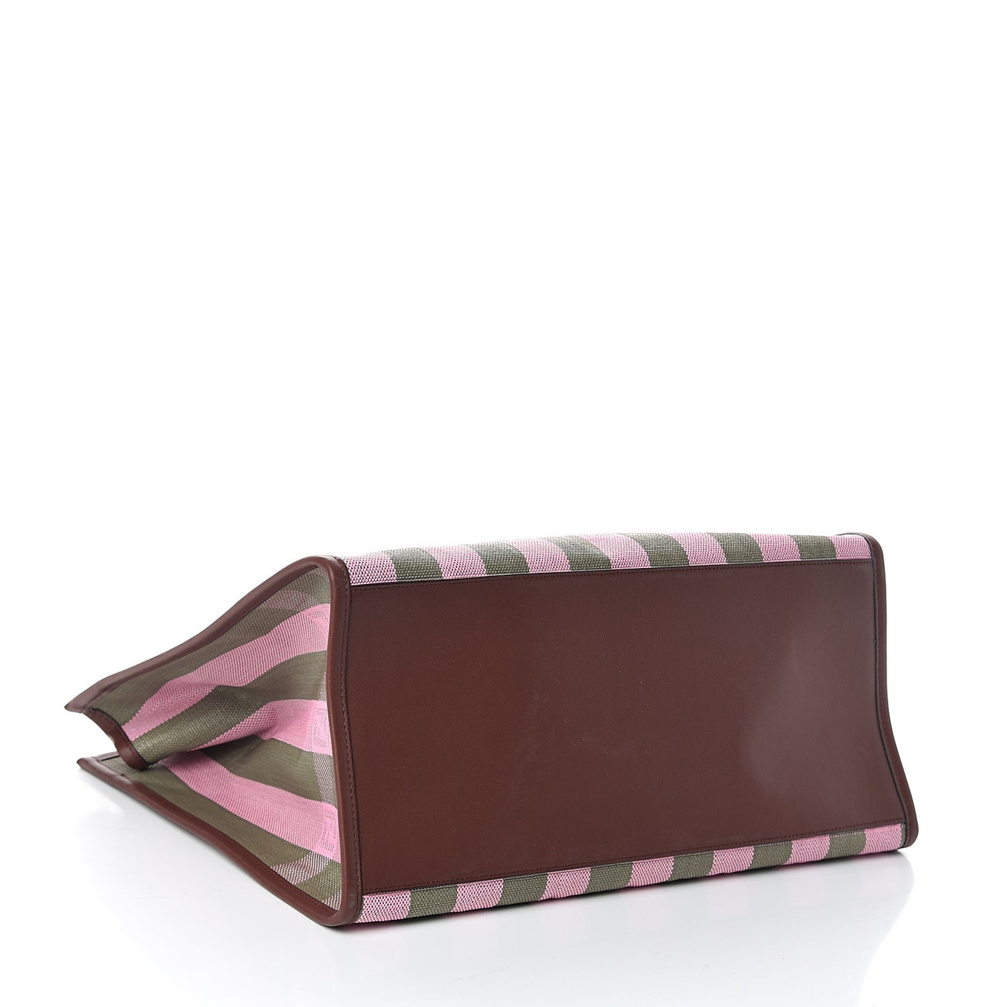 Raffia Vitello Seta Plexiglass Pequin Gingham Woven Large Fendi Sunshine Shopper Tote Military Rosa