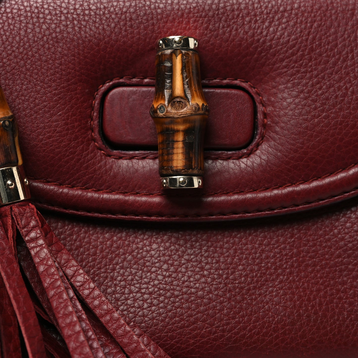 Calfskin Medium New Bamboo Top Handle Bag Red