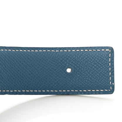 Hermes Box Courchevel 32mm Belt Strap 78 Black Blue Jean 7 of 10