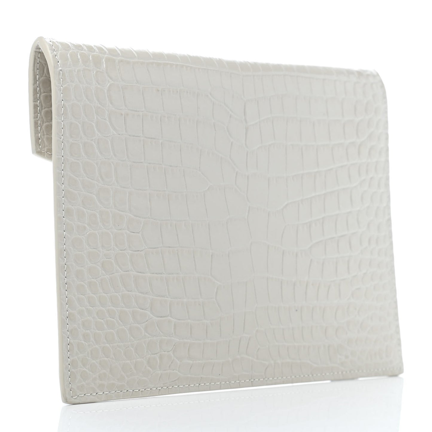 Calfskin Crocodile Embossed Monogram Uptown Baby Pouch Perle