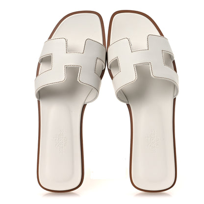 Hermes Box Calfskin Oran Sandals 36 White 2 of 11