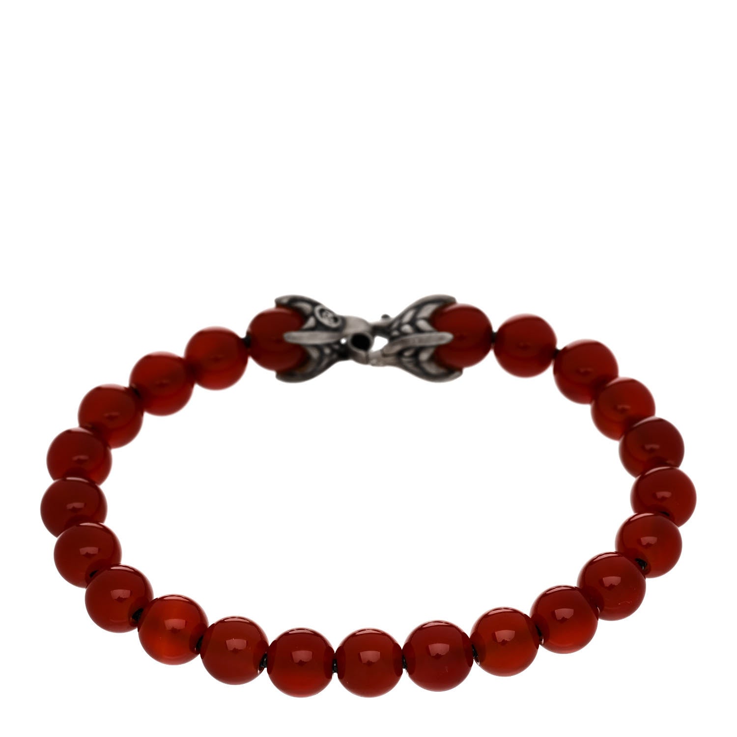 David Yurman Sterling Silver Carnelian 8mm Spiritual Beads Bracelet 1 of 5