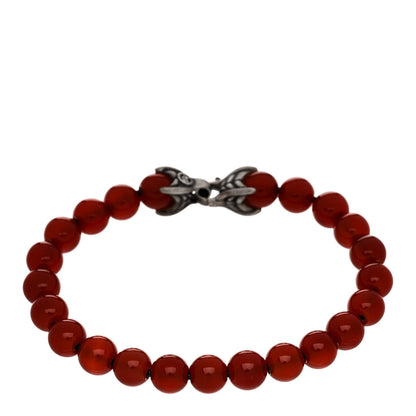 David Yurman Sterling Silver Carnelian 8mm Spiritual Beads Bracelet 1 of 5