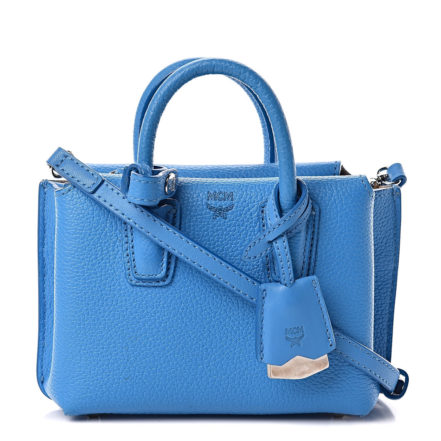 MCM Grained Calfskin X-Mini Milla Tote Tile Blue 1 of 12