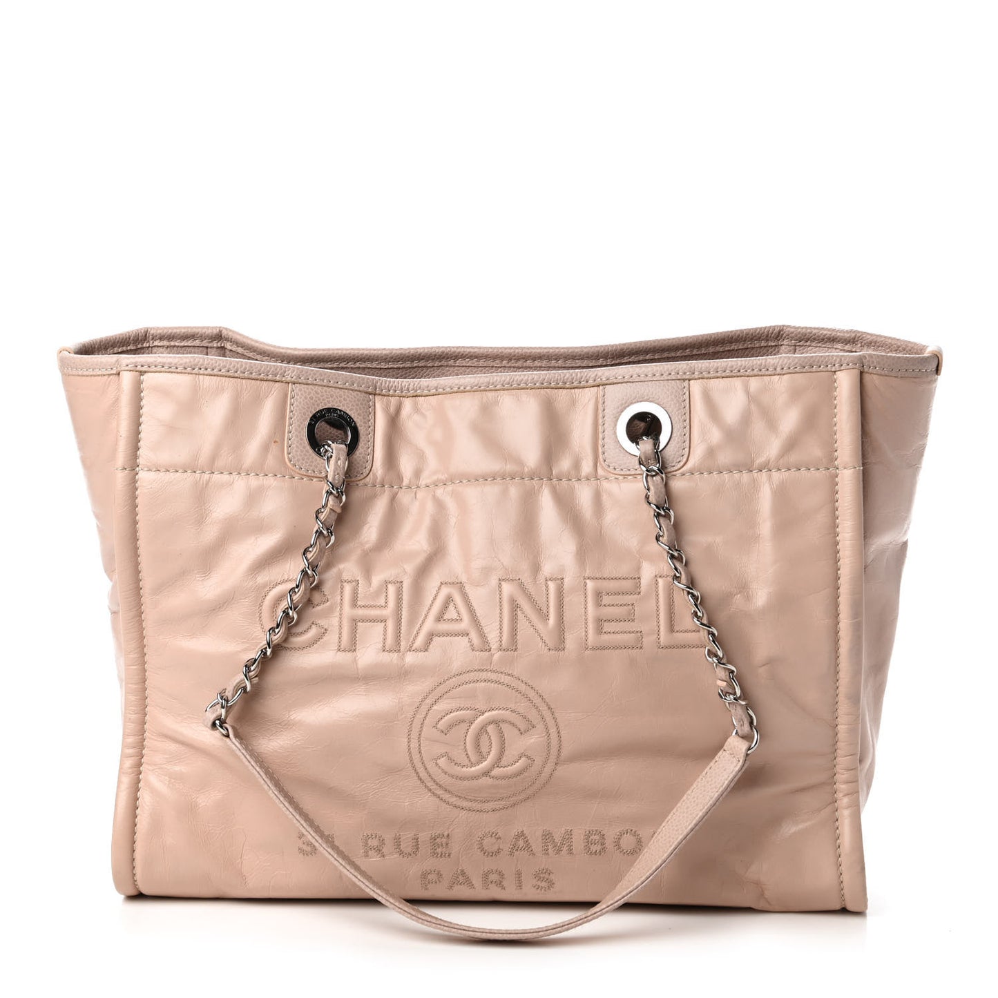 Glazed Calfskin Medium Deauville Tote Light Pink