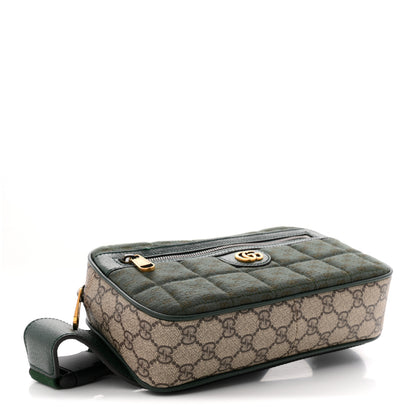 Gucci Monogram GG Mignon Textured Dollar Calfskin GG Supreme Monogram Quilted Mini GG Belt Bag Green Beige Ebony 4 of 10