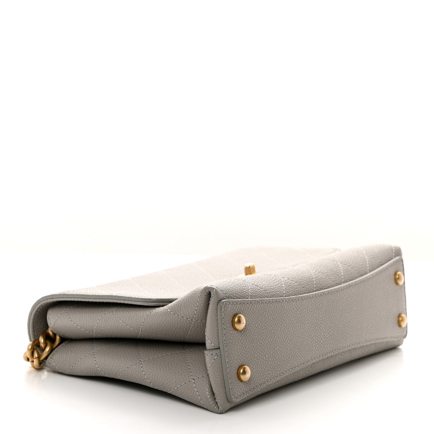 Grained Calfskin Small Stitched Flap Grey