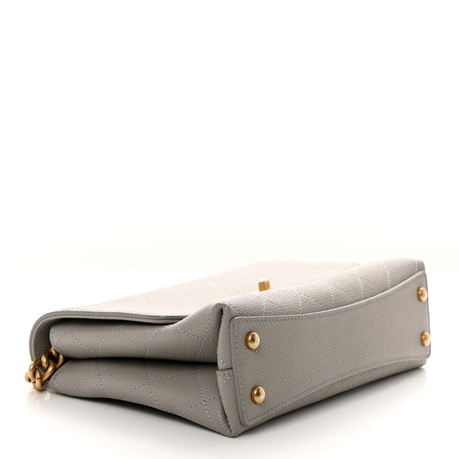 Chanel Grained Calfskin Small Stitched Flap Grey 4 of 10
