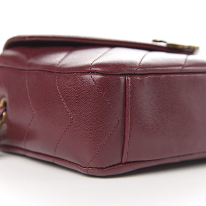 Chanel Shiny Lambskin Chevron Stitched Small Coco Camera Case Bag Burgundy 9 of 12