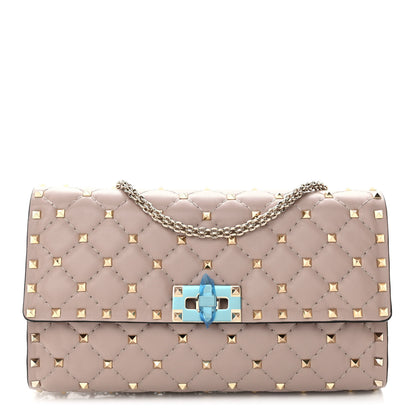 Valentino Garavani Lambskin Rockstud Spike Wallet on Chain Poudre 1 of 10